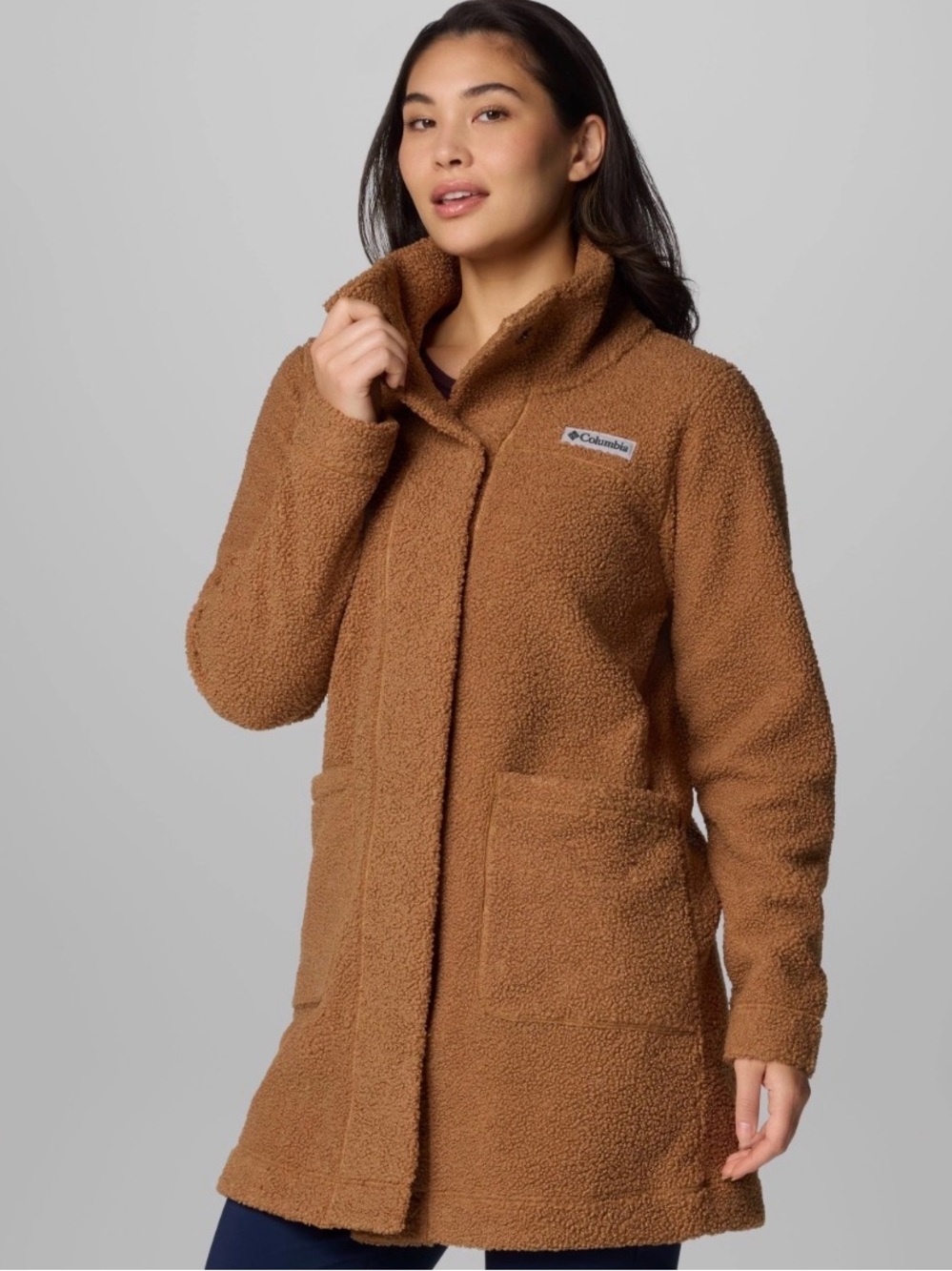 Columbia Panorama camel fleece stadium long jacket Large